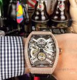 New Copy Franck Muller Vanguard Tourbillon White Dial Rose Gold Watch